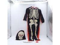Antique Halloween Reversible Skeleton Devil Costume & Hood Mask 1950s Vintage