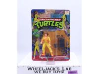 April O'Neil 10-Back Press Badge Stripes TMNT 1988 Playmates NEW Unpunched MOSC