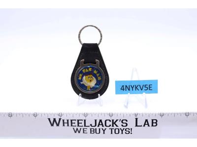 Ms. Pac Man Black Suede Leather And Metal Keychain TM MM NOS