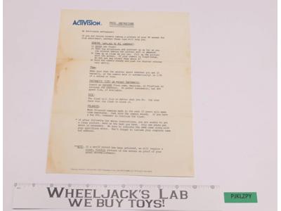 Activision Enthusiant Photo Instructions Original Letter 1980's Atari Video Game