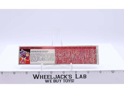 Grotusque Action Figure Tech Spec 1987 Vintage Hasbro G1 Transformers