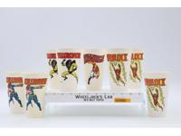 Set of 8 Marvel Superhero 1975 7 Eleven Slurpee Cups Warlock Yellowjacket