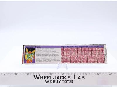 Venom Action Figure Tech Spec 1985 Vintage Hasbro G1 Transformers