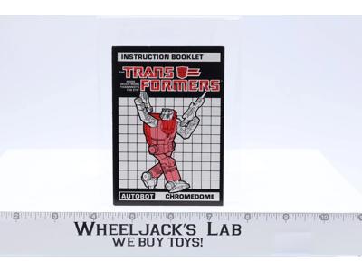 Chromedome Action Figure Instruction Manual Booklet 1987 Hasbro G1 Transformers