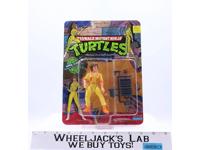 April O'Neil 10-Back Press Badge Stripes TMNT 1988 Playmates NEW Unpunched MOSC