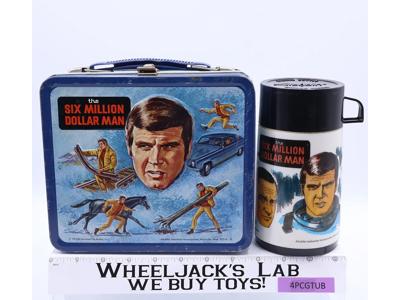 The Six Million Dollar Man Metal Lunch Box w/ THERMOS Aladdin 1974 Vintage