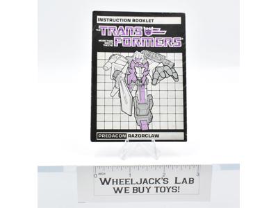 Razorclaw Action Figure Vintage Instruction Manual 1986 Hasbro G1 Transformers