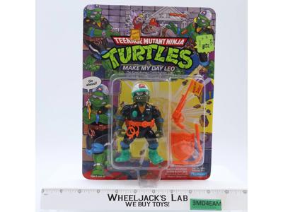 Make My Day Leo Teenage Mutant Ninja Turtles TMNT 1991 Playmates Unpunched MOSC