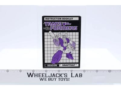 Snaptrap Action Figure Instruction Booklet Manual 1988 Vintage G1 Transformers