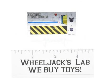 Mixmaster Decal Sticker Sheet G1 Transformers 1985 Vintage Action Figure