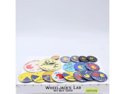 Lot of 18 Pac-Man Pins Pinbacks Badges 1980s Midway Vintage