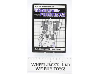 Blitzwing Action Figure Instruction Manual Booklet 1985 Hasbro G1 Transformers