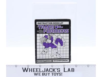 Scorponok Action Figure Instruction Manual Booklet 1987 G1 Transformers