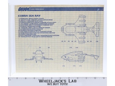 Cobra Sea Ray 1987 ORIGINAL Instructions Blueprints G.I. Joe Action Figure