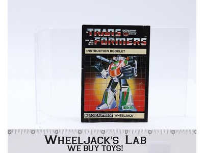Wheeljack Instruction Manual Booklet 1984 Hasbro G1 Transformers Action Figure