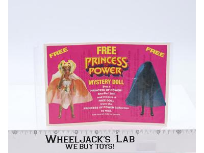She-Ra Princess of Power Free Mystery Doll Paper Insert 1984