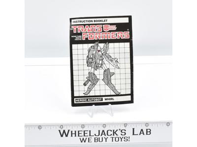 Whirl Action Figure Instructions Manual Booklet 1985 Vintage G1 Transformers