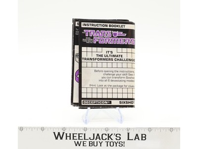 Sixshot Instructions Manual Booklet 1987 Hasbro G1 Transformers Vintage Figure