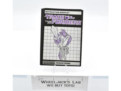 Headstrong Action Figure Instruction Manual Booklet 1986 Hasbro G1 Transformers