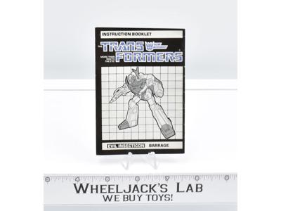 Barrage Action Figure Instruction Manual Booklet 1985 Hasbro G1 Transformers