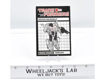 Grimlock Action Figure Instruction Manual Booklet 1985 Hasbro G1 Transformers