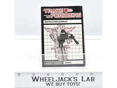 Snarl Action Figure Instruction Manual Booklet 1985 Hasbro G1 Transformers