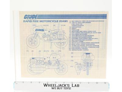 Rapid Fire Motorcycle (RAM) 1982 ORIGINAL Instructions Blueprints G.I. Joe