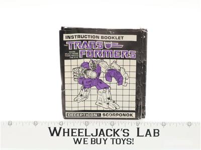 Scorponok Action Figure Instruction Manual Booklet 1987 G1 Transformers