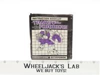 Scorponok Action Figure Instruction Manual Booklet 1987 G1 Transformers