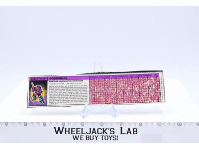 Scorponok Action Figure Tech Spec 1987 Vintage Hasbro G1 Transformers