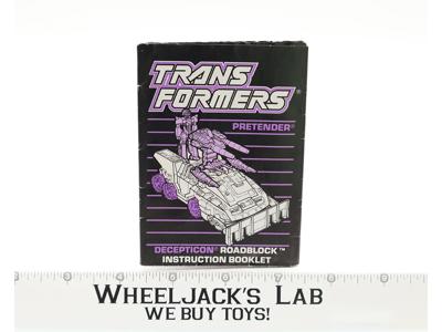 Roadblock Action Figure Vintage Instruction Manual Booklet 1988 G1 Transformers