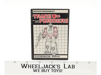 Blaster Figure Instruction Manual Booklet 1985 Vintage Hasbro G1 Transformers
