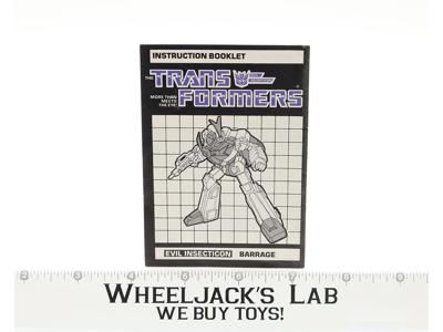 Barrage Action Figure Instruction Manual Booklet 1985 Hasbro G1 Transformers