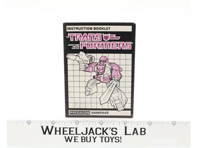 Rampage Action Figure Instruction Manual Booklet 1986 Hasbro G1 Transformers