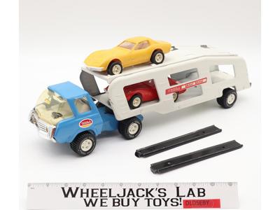 Motor Mover Car Carrier w/ Two Corvettes + Ramps Pressed Steel 1970s Tonka