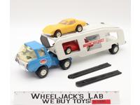 Motor Mover Car Carrier w/ Two Corvettes + Ramps Pressed Steel 1970s Tonka