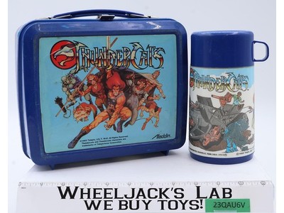Thundercats Blue Plastic Lunchbox W/Thermos Mug 1985 Aladdin Vintage