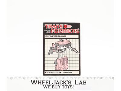Overdrive Action Figure Instruction Manual Booklet 1984 G1 Transformers