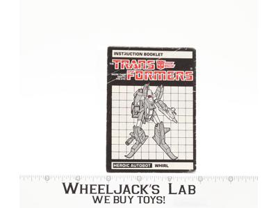 Whirl Action Figure Instructions Manual Booklet 1985 Vintage G1 Transformers
