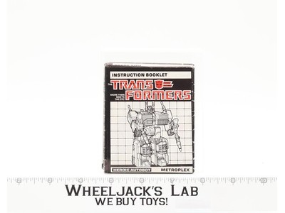Metroplex Instruction Manual Booklet 1985 Hasbro G1 Transformers