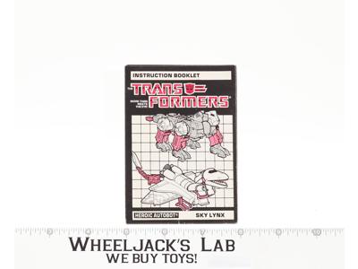 Sky Lynx Action Figure Instruction Manual 1985 Hasbro G1 Transformers