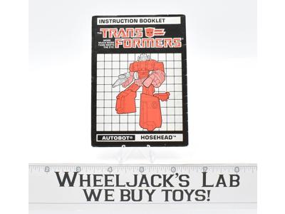 Hosehead Action Figure Instruction Manual Booklet 1988 Hasbro G1 Transformers