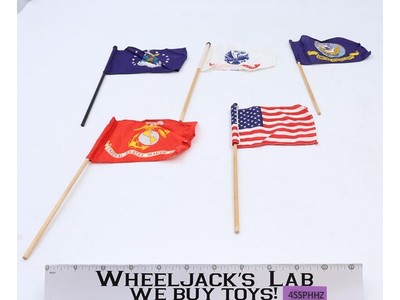 Lot of 5 GI Joe Military Branches Flags 1960s Vintage Hasbro 12" Accessory