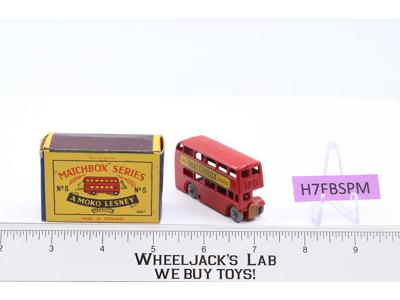 London Double Decker Bus No. 5 MOKO Lesney Matchbox 1957 Vintage England w/ Box