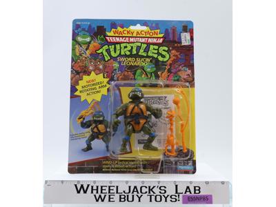 Sword Slicin' Leonardo Wacky Action TMNT 1990 Playmates Figure MOSC UNPUNCHED