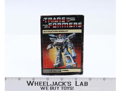 Prowl Action Figure Vintage Instruction Manual 1984 Hasbro G1 Transformers