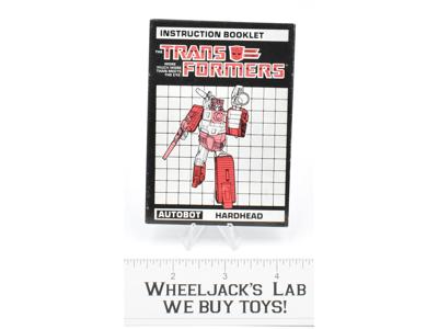 Hardhead Action Figure Instruction Manual Booklet 1987 Hasbro G1 Transformers