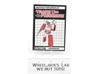 Hardhead Action Figure Instruction Manual Booklet 1987 Hasbro G1 Transformers