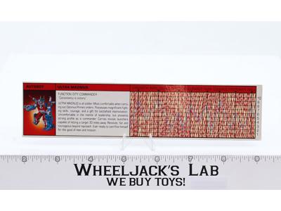 Ultra Magnus Action Figure Tech Spec 1986 Vintage Hasbro G1 Transformers