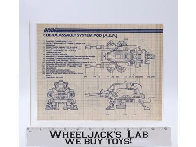 Cobra Assault System POD (A.S.P.)1984 ORIGINAL Instructions Blueprints G.I. Joe